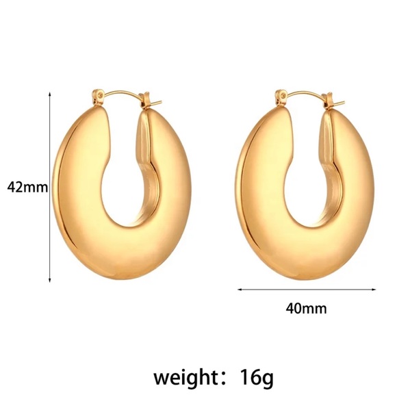 New Chunky 18k Gold Hoop Earrings - Picture 5 of 5